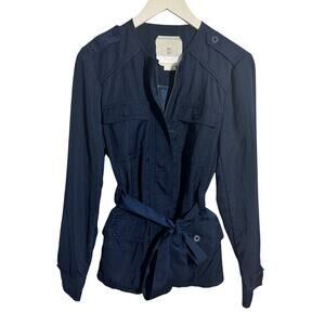 Anthropologie HEI HEI Women S Navy Blue Utility Button Down Zipper Jacket Fall